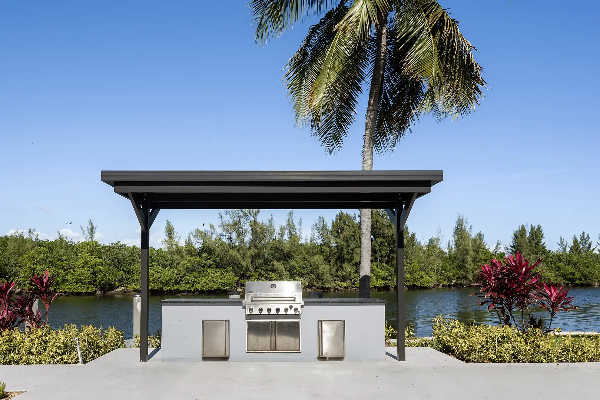 Covered waterfront patio at the Dania Beach event venue