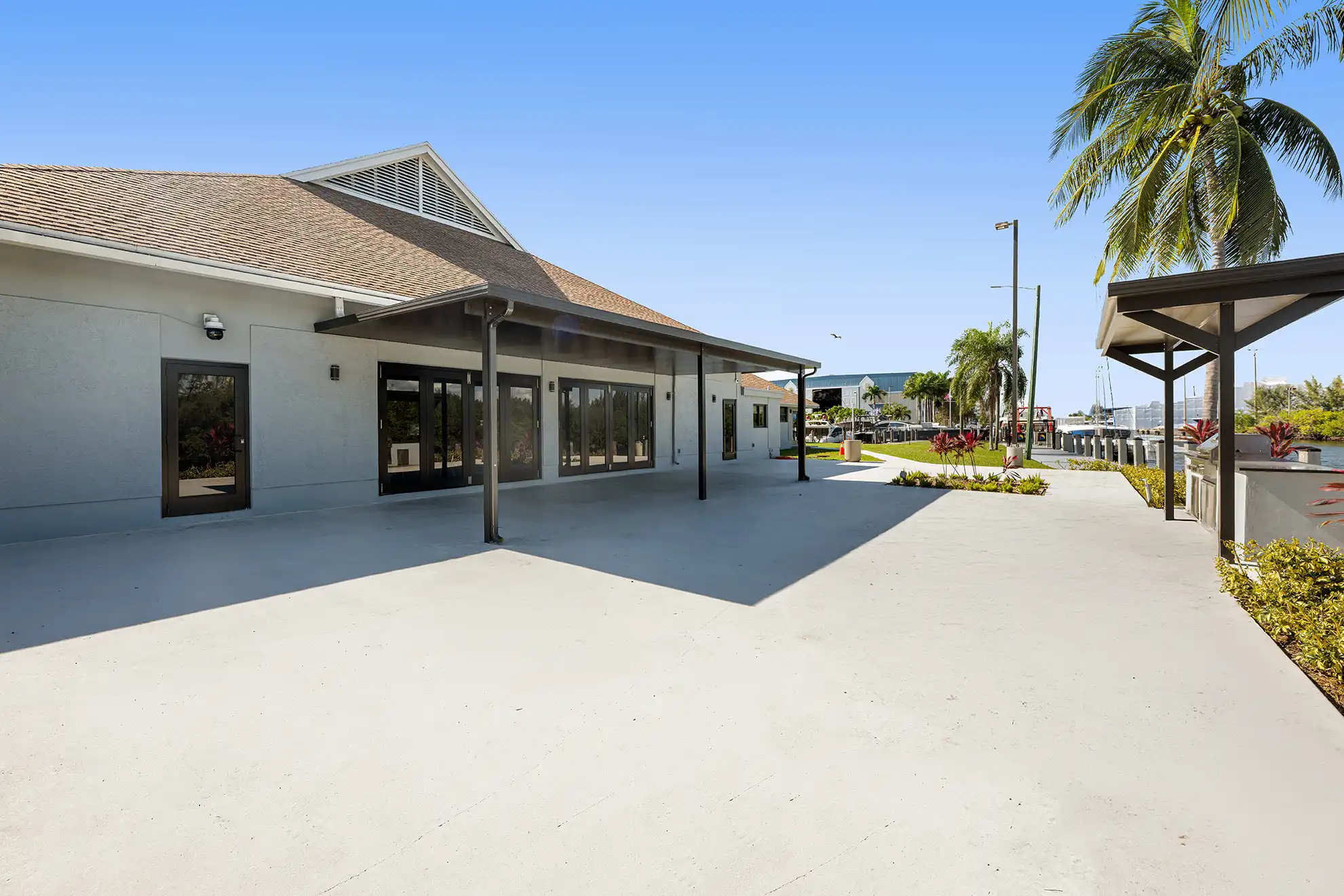 Outdoor waterfront patio